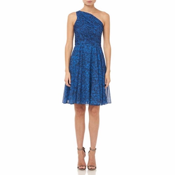 NEW HALSTON HERITAGE Ruched One-Shoulder PLEATED DRESS Size 4 BLUE NORDSTROM - Picture 3 of 10